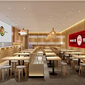 Guilin Rice Noodle Restaurant Modern Interior With Bright Lighting Wooden Decor And Counter Seating