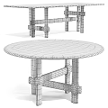 Round Wood Dining Table With Simple Cross Leg Design And Smooth Natural Surface