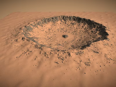 Mars Landscape Featuring Large Crater With Sandy Terrain And Rocky Edges 3d model