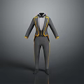Gray Men's Formal Suit With Yellow Accents And Elegant Design Elements