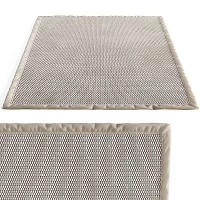 Beige Square Rug With Grid Pattern And Stitched Edges For Home Decor 3d model