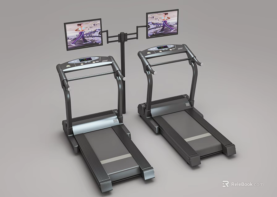 Modern Treadmills With Dual Screens For Home Gym Fitness Training Equipment 3d model 