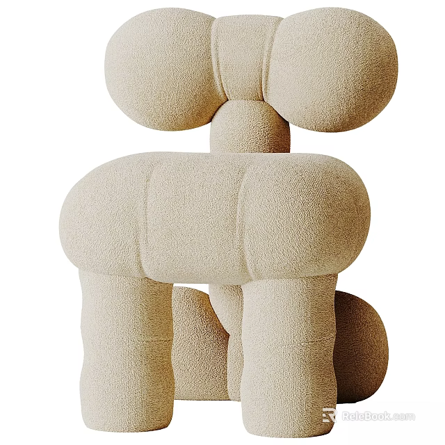 Beige Plush Accent Chair With Modern Sculptural Abstract Design For Contemporary Interiors 3d model 