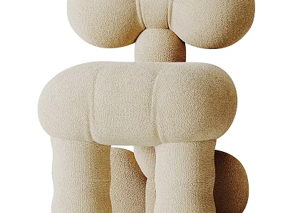 Beige Plush Accent Chair With Modern Sculptural Abstract Design For Contemporary Interiors 3d model
