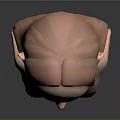 3D Rendered Child Head with Pink Long Hair Elf Ears Green Eyes and Light Skin