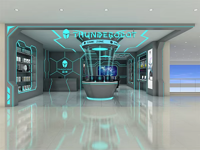 Thunderobot Specialty Store Hi tech Interior Design With Display Area And Counter 3d model