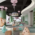 Playful Kindergarten Interior Featuring Jellyfish Chandeliers Egg Shaped Seats And Green Walls