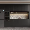Modern Wine Cabinet Interior Design in Open Kitchen With Sleek Shelves And Ambient Lighting