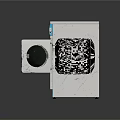 White Washing Machine With Blue Trim Control Panel Open Door And Visible Drum Design Features