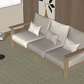 Nordic multi-person sofa Nordic three-person sofa side pictures 3d model