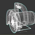 Handheld Power Cutter With Blue White Body And Red Circular Blade