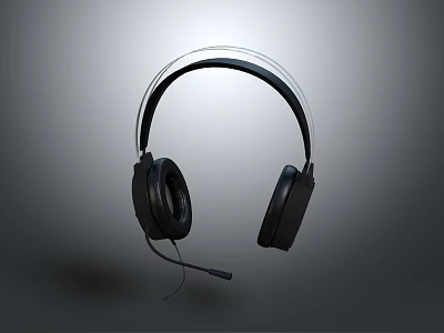 High Quality Black Wired Over Ear Headphones With Microphone For Audio Use 3d model
