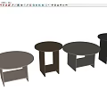 Coffee Table Side Table Combination Coffee Table Round Table Side Table Minimalist Cream 3d model