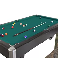 Professional Billiard Table With Green Felt Surface Colorful Balls And Cue Stick