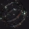 Ring Shaped Space Station With Illuminated Lights In Starry Outer Space 3d model