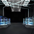 LUXE Car Exhibition With Modern Lighting Circular Platform And Screen 3d model
