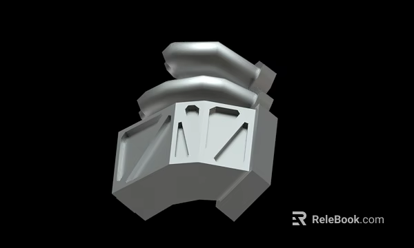 Detailed 3D Model Of Mechanical Component With Geometric Shapes Gray Surface And Black Background 3d model 