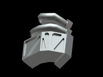 Detailed 3D Model Of Mechanical Component With Geometric Shapes Gray Surface And Black Background 3d model