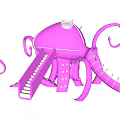 Pink Octopus Shaped Playground Equipment with Slide and Curved Tentacles for Kids