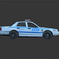 NYPD Police Car Model With Emergency Lights And Blue Stripes On Dark Background