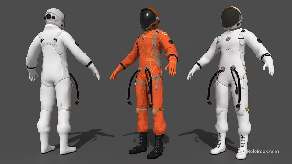Astronaut Game And Movie Character 3D Model With White Orange Suits And Detailed Features 3d model 