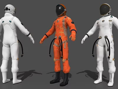 Astronaut Game And Movie Character 3D Model With White Orange Suits And Detailed Features 3d model