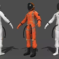 Astronaut Game And Movie Character 3D Model With White Orange Suits And Detailed Features