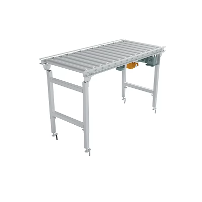 Industrial Metal Frame Roller Conveyor Table With Silver Rollers And Adjustable Legs 3d model