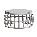 Natural Handwoven Rattan Round Dining Table With Clear Glass Top For Casual Home Living Room