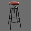 Modern Bar Stool With Red Padded Seat And Black Metal Legs
