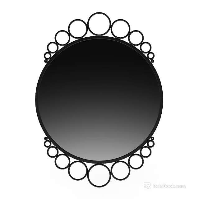 Elegant Round Decorative Mirror With Ornate Circular Frame Design 3d model