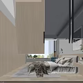 Modern Living Dining Room Interior With Gray Sofa White Coffee Table Brick TV Wall