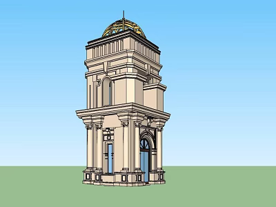 Classical Style Tower With Domed Roof Multi Story Columns And Arched Doorway 3d model