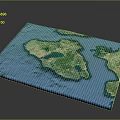 3D Terrain Model Showcasing Island Landmass Blue Ocean And Detailed Topographic Features