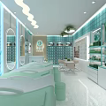 Modern Beauty Salon Exterior with Glass Doors Signage Shelves and Plants for National Chain Skincare