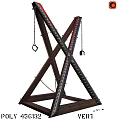 X Shaped Wooden And Metal Decorative Ornament Set With Chains And Rings