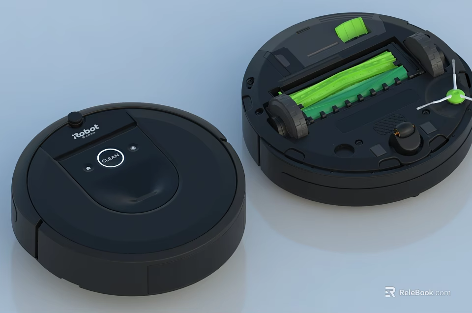 iRobot Robotic Vacuum Cleaners Showing Front Panel And Back Components 3d model 
