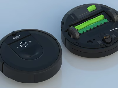 iRobot Robotic Vacuum Cleaners Showing Front Panel And Back Components 3d model