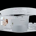 HiBABY Exhibition Booth With White Design Reception Counter And Baby Product Displays