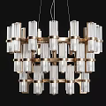 Modern Multi Tier Chandelier With Golden Frame And Transparent Glass Shades