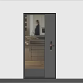 Modern Security Door With Tempered Glass Panel And Black Frame Secure Lock Design 3d model