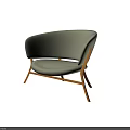 Modern Gray Sofa Stool With Wooden Legs And Fabric Upholstery In Minimalist Design