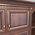 Elegant Dark Brown Wooden Wine Cabinet With Glass Doors And Spacious Display Shelves