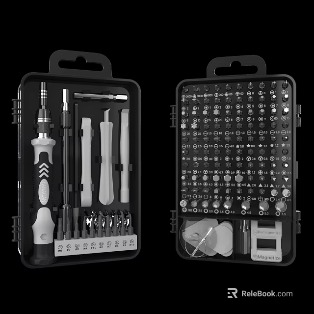 Comprehensive Hardware Tool Set With Screwdrivers Various Bits And Precision Tools In Storage Case 3d model