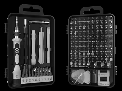 Comprehensive Hardware Tool Set With Screwdrivers Various Bits And Precision Tools In Storage Case 3d model