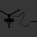 Black Adjustable Microphone Stand With Flexible Arms And Audio Cable