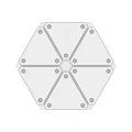Modern White Geometric Wall Design With Hexagonal Panels And Circular Holes