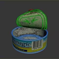 Open Rusty Canned Food Can With Ermagic Brand Label And Barcode