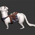 White Ferret Character With Red Backpack And Purple Collar Design