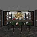 Luxurious Bar Interior With Wine Racks Counter Seats And Decorative Wall Art